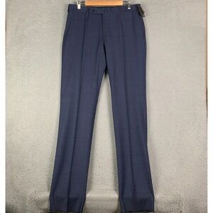 NWT Incotex Benson Dress Pant Mens Size 36 Blue Windowpane Super 100s Flat Front